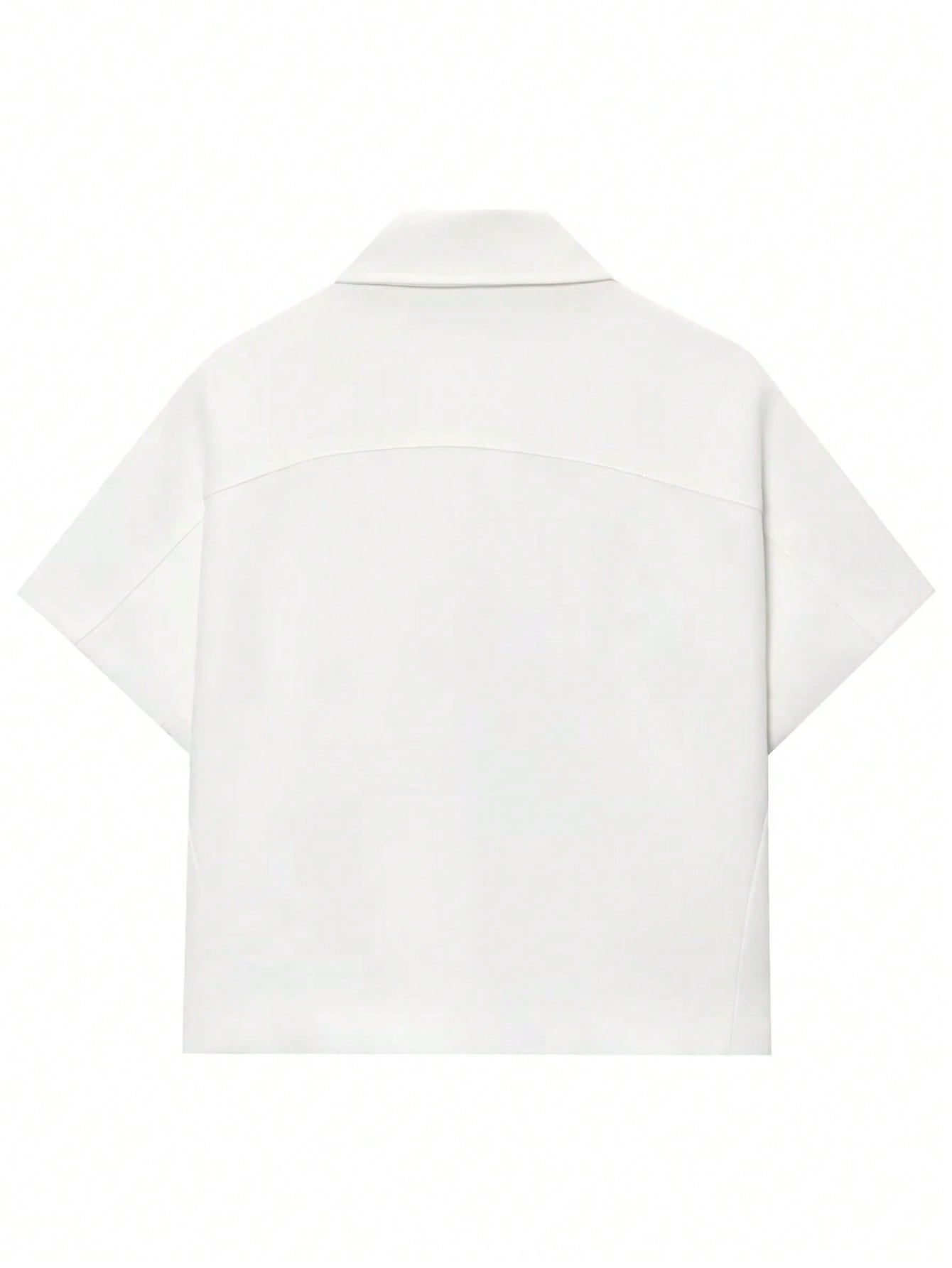 Women’s Short Sleeve Zip-Up Jacket – Casual Cropped Top with Pockets