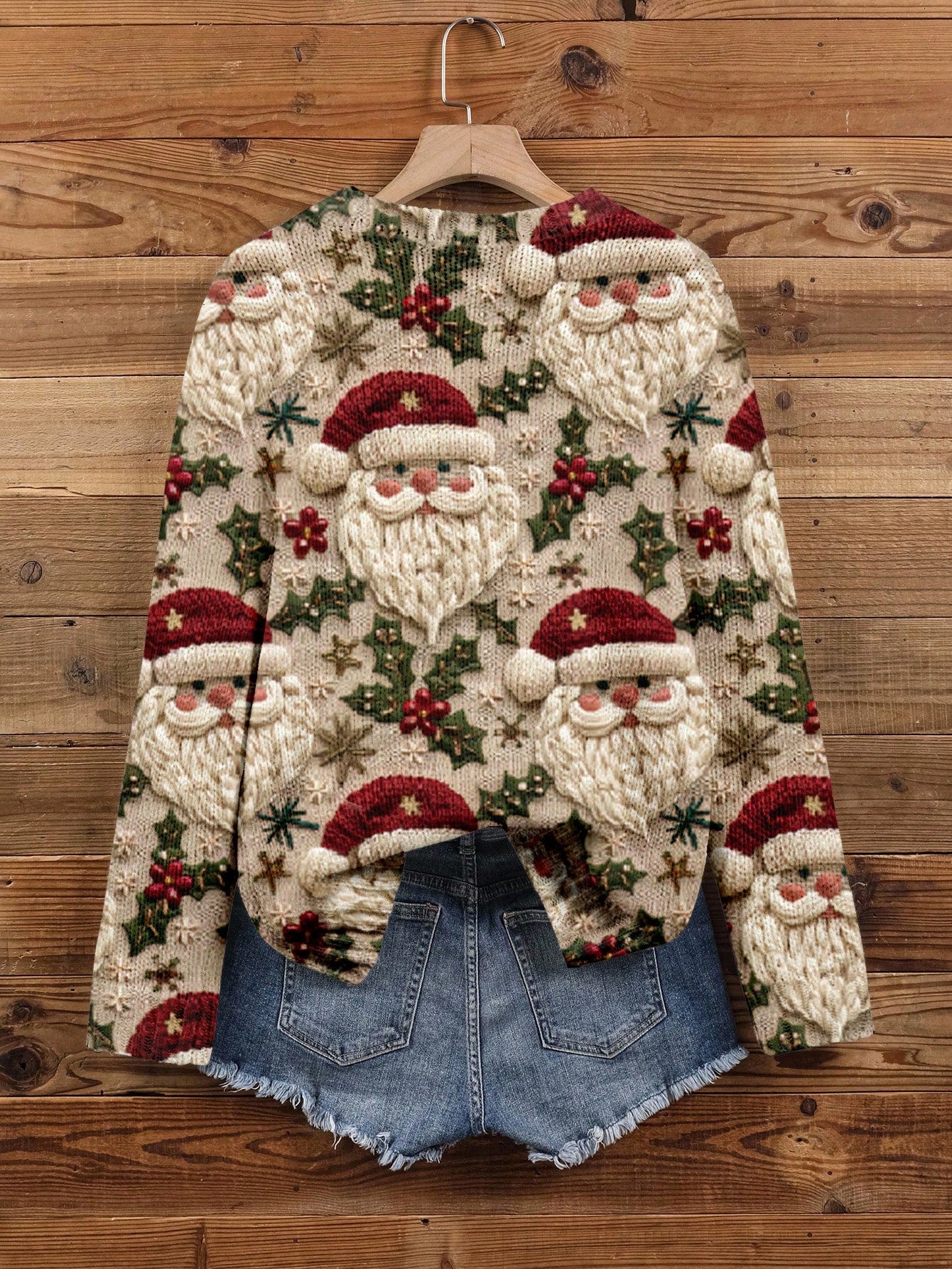 EMERY ROSE Santa Knit Sweater Cozy Christmas Jumper for Women