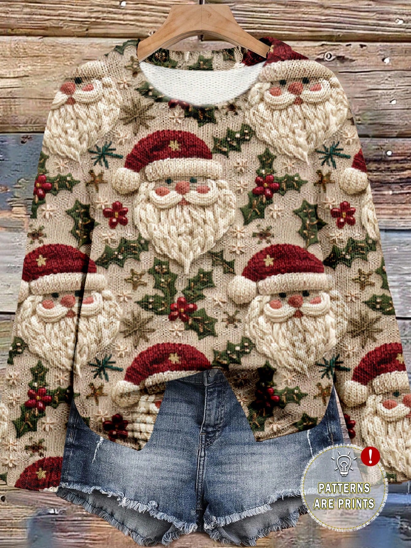 EMERY ROSE Santa Knit Sweater Cozy Christmas Jumper for Women