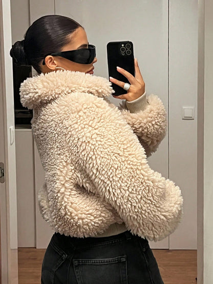 women’s faux fur teddy jacket Nushes
