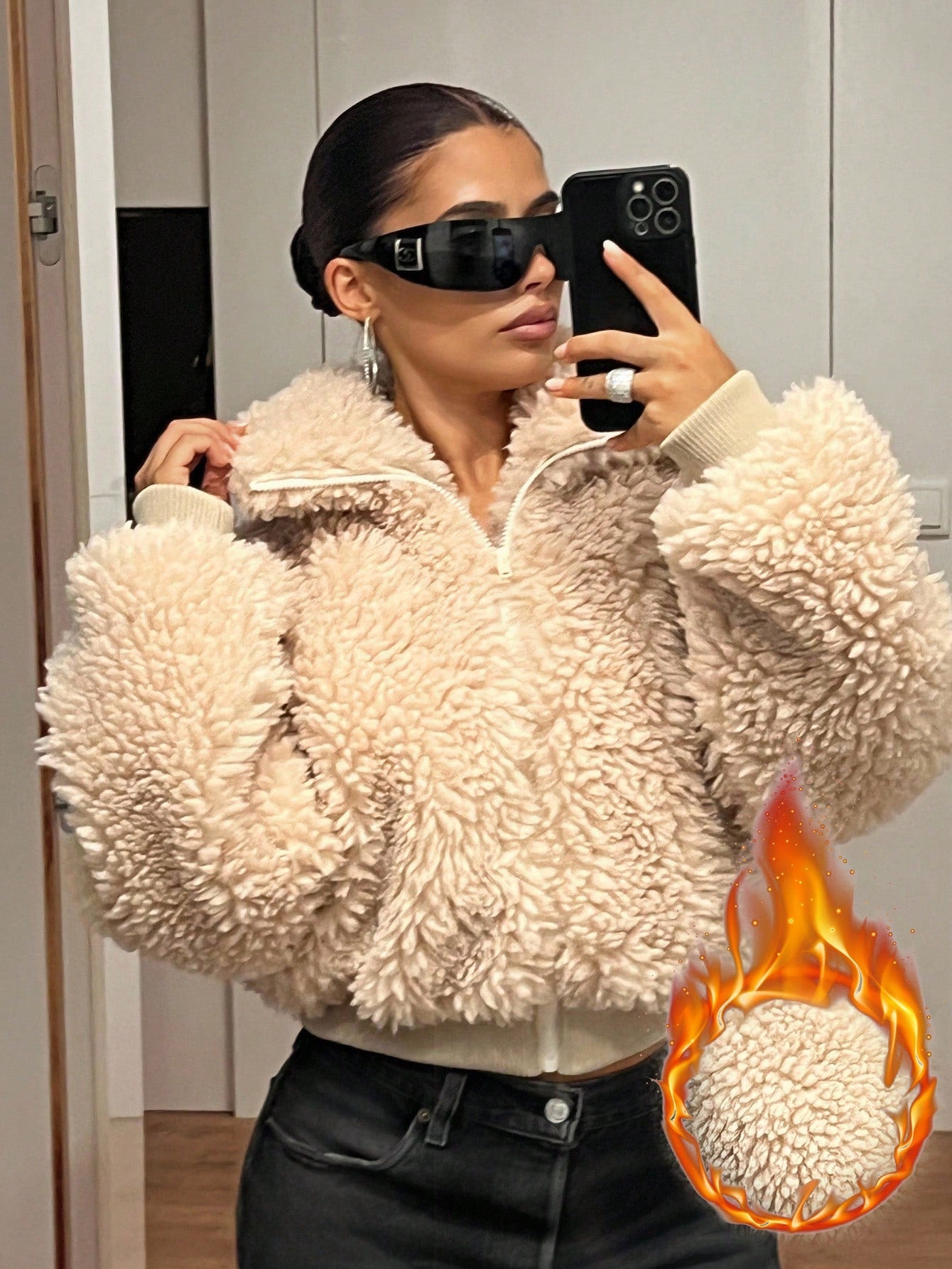 women’s faux fur teddy jacket Nushes