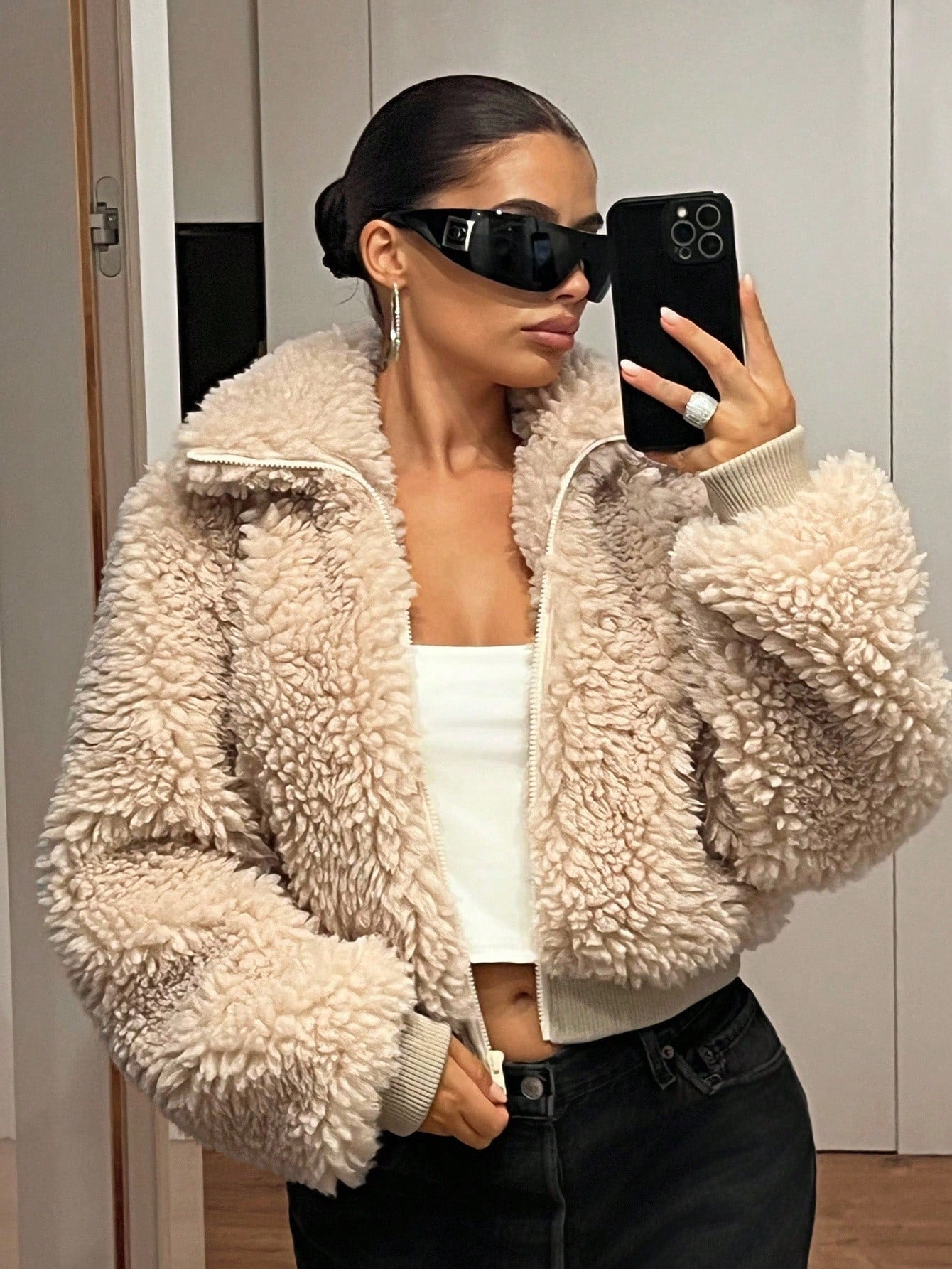 women’s faux fur teddy jacket Nushes