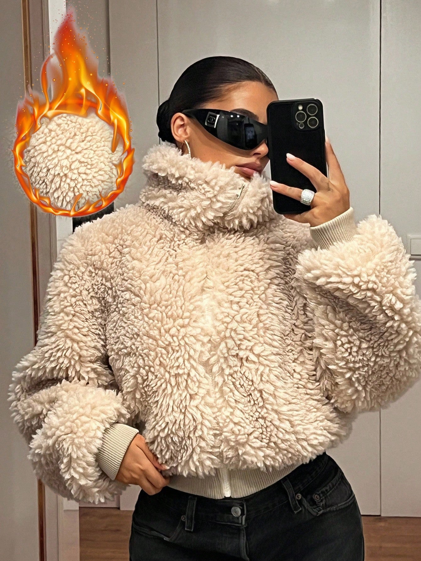 women’s faux fur teddy jacket Nushes