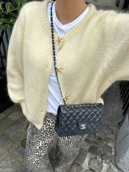 women’s v-neck knit cardigan starfish clasp Nushes 