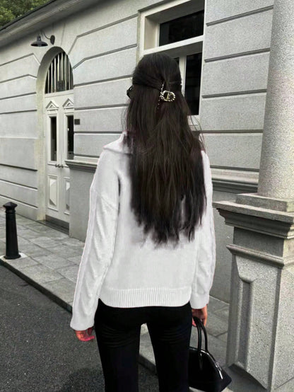 zip-up winter pullover knit top Women. Nushes 