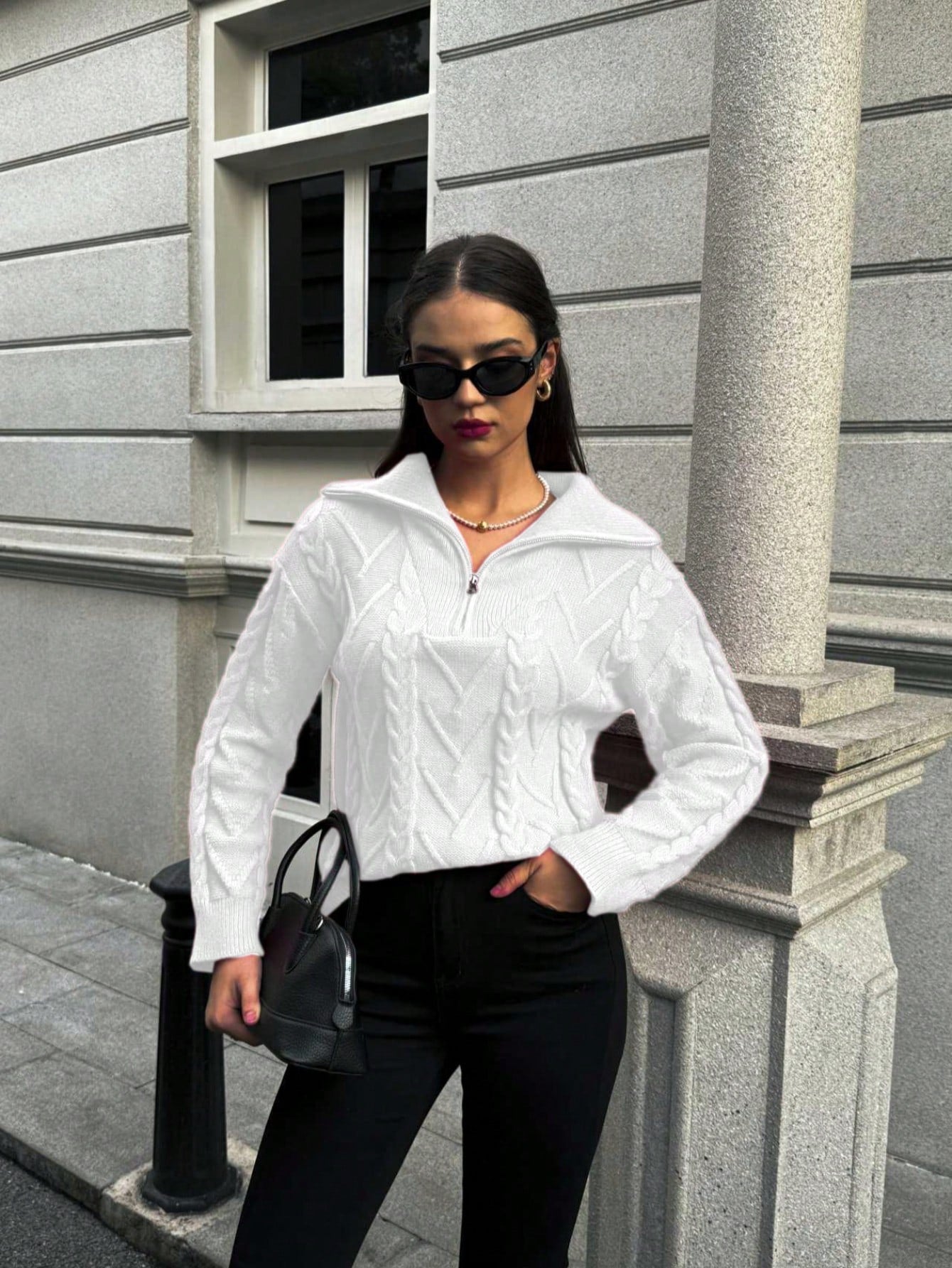 zip-up winter pullover knit top Women. Nushes 