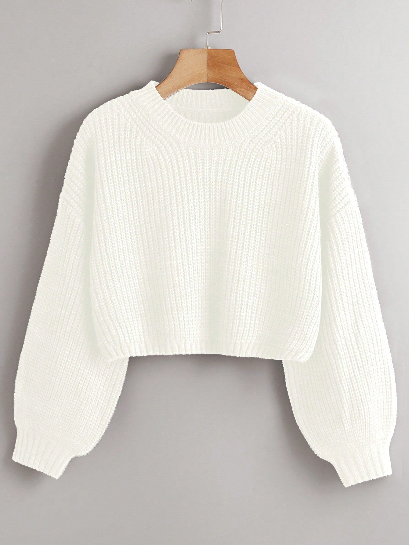 Women's Drop Shoulder Knit Sweater – Cozy Rib-Knit Long Sleeve Pullover