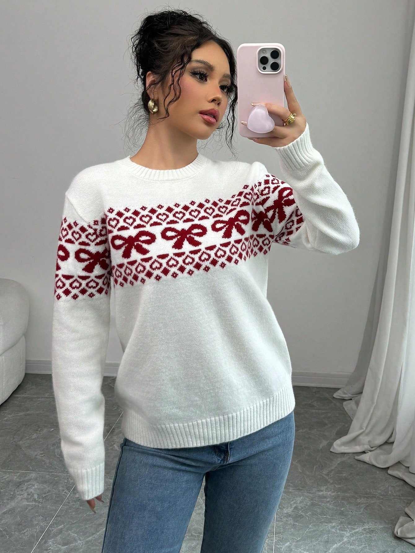 bow decor knit pullover for women Nushes 