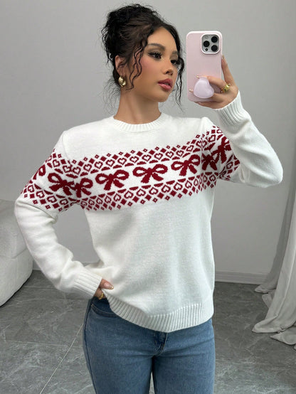 bow decor knit pullover for women Nushes 