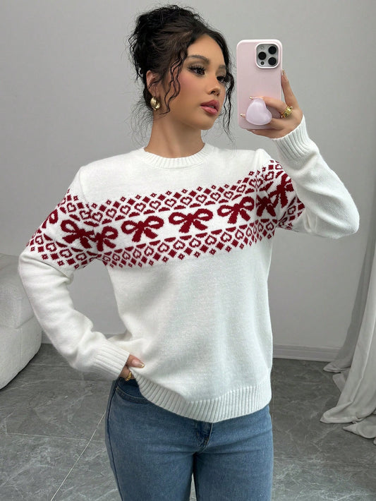 bow decor knit pullover for women Nushes 