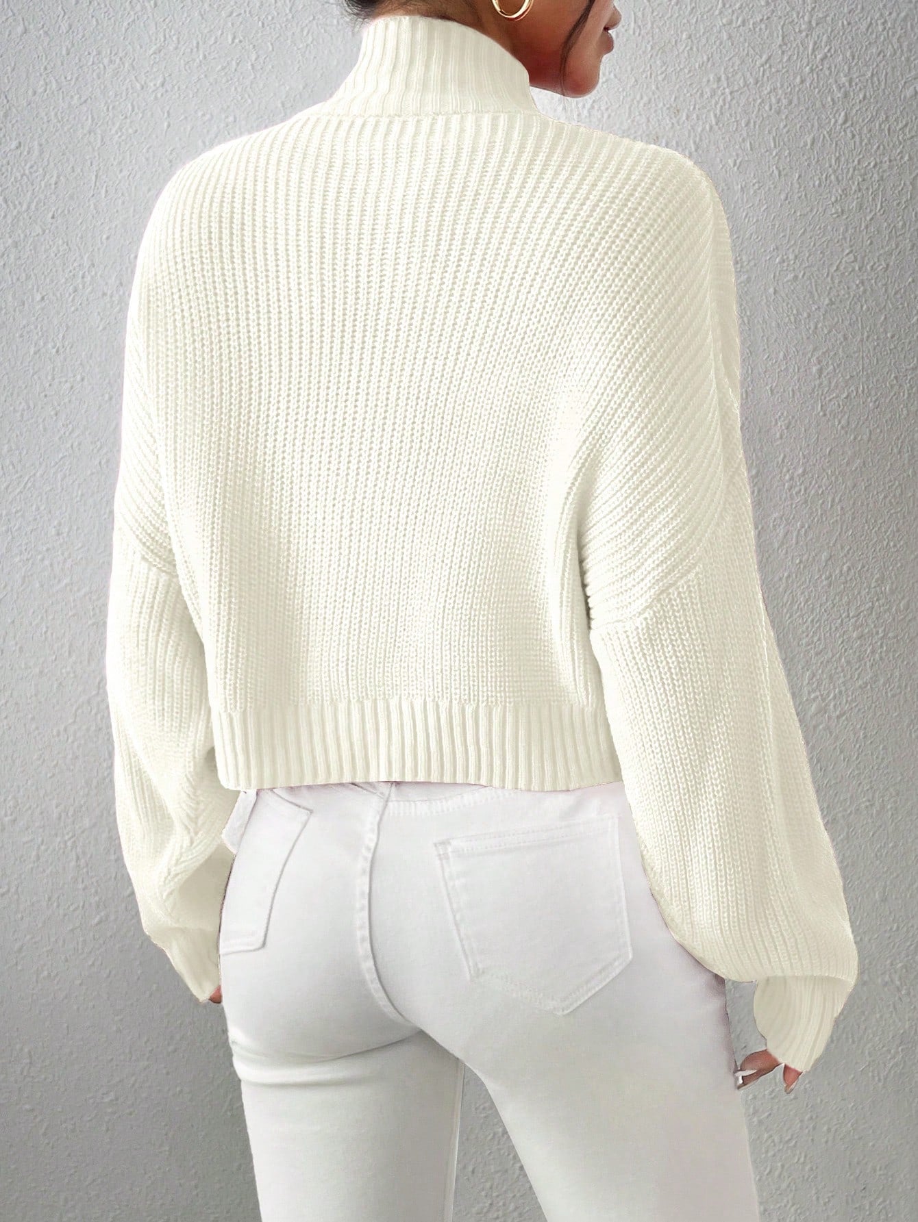 Women’s Ribbed Knit Sweater Cozy Casual Pullover with Long Sleeves & High Neck