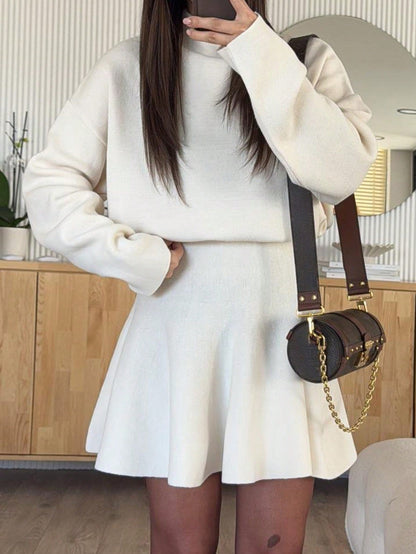 Women’s Knit Sweater Dress – Long Sleeve Ribbed Pullover Mini Dress