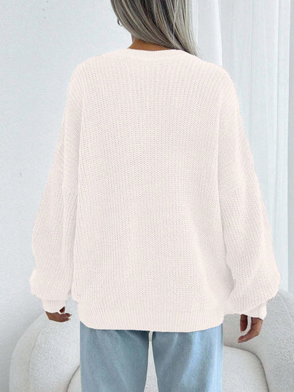Women Chunky Knit Pullover Sweater – Oversized Drop Shoulder Knitwear