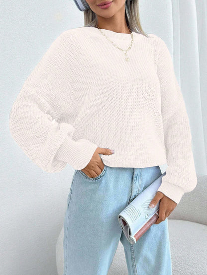 Women Chunky Knit Pullover Sweater – Oversized Drop Shoulder Knitwear