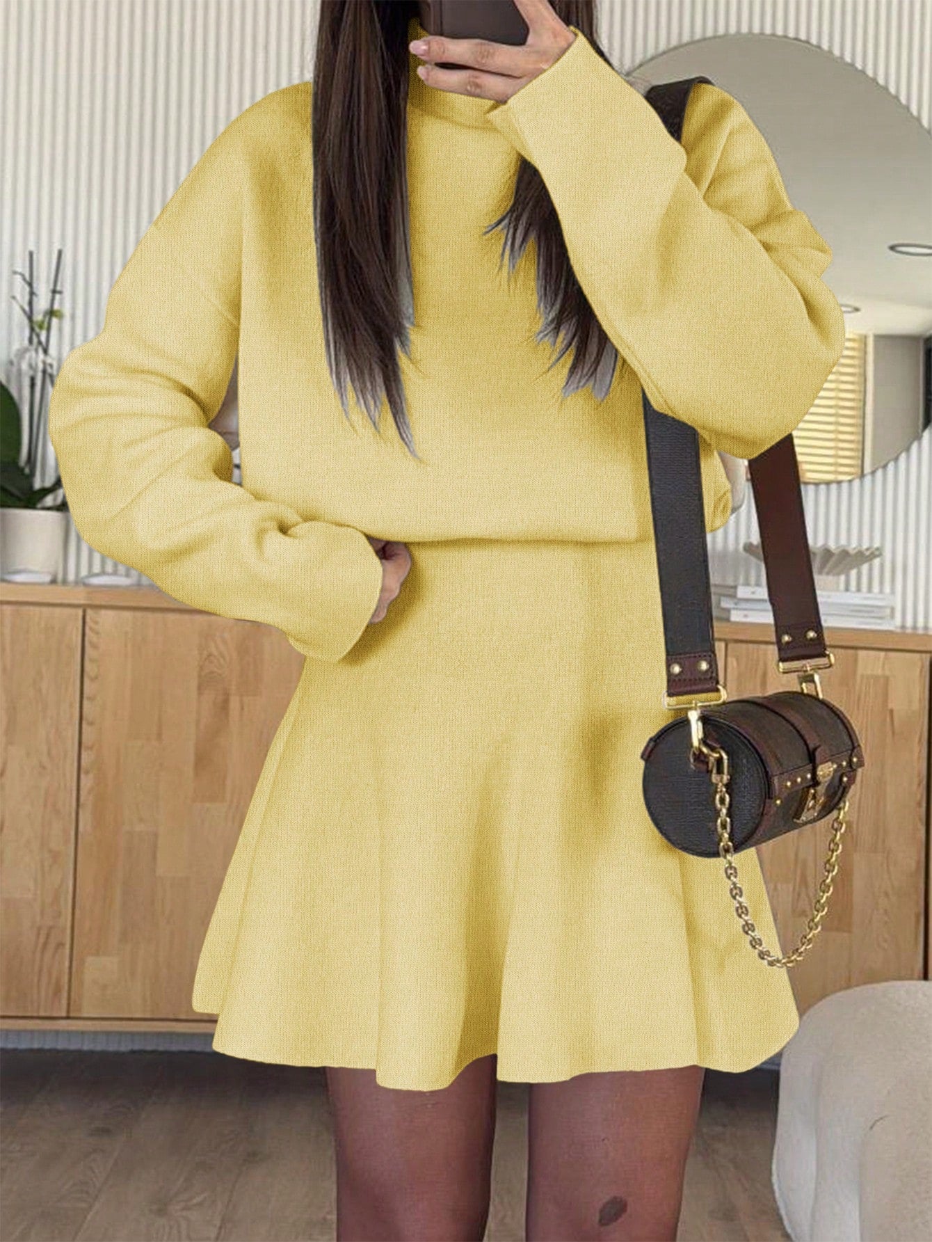 Women’s Knit Sweater Dress – Long Sleeve Ribbed Pullover Mini Dress