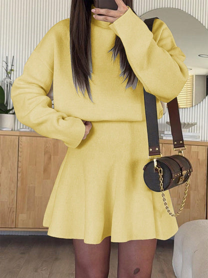 Women’s Knit Sweater Dress – Long Sleeve Ribbed Pullover Mini Dress