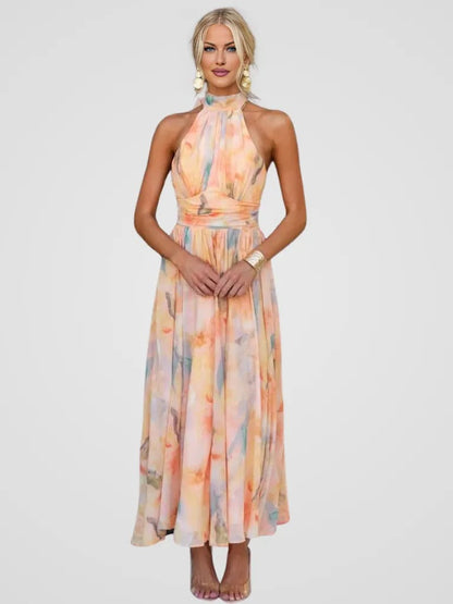 Women Elegant Summer Chiffon Halter Neck Dress
